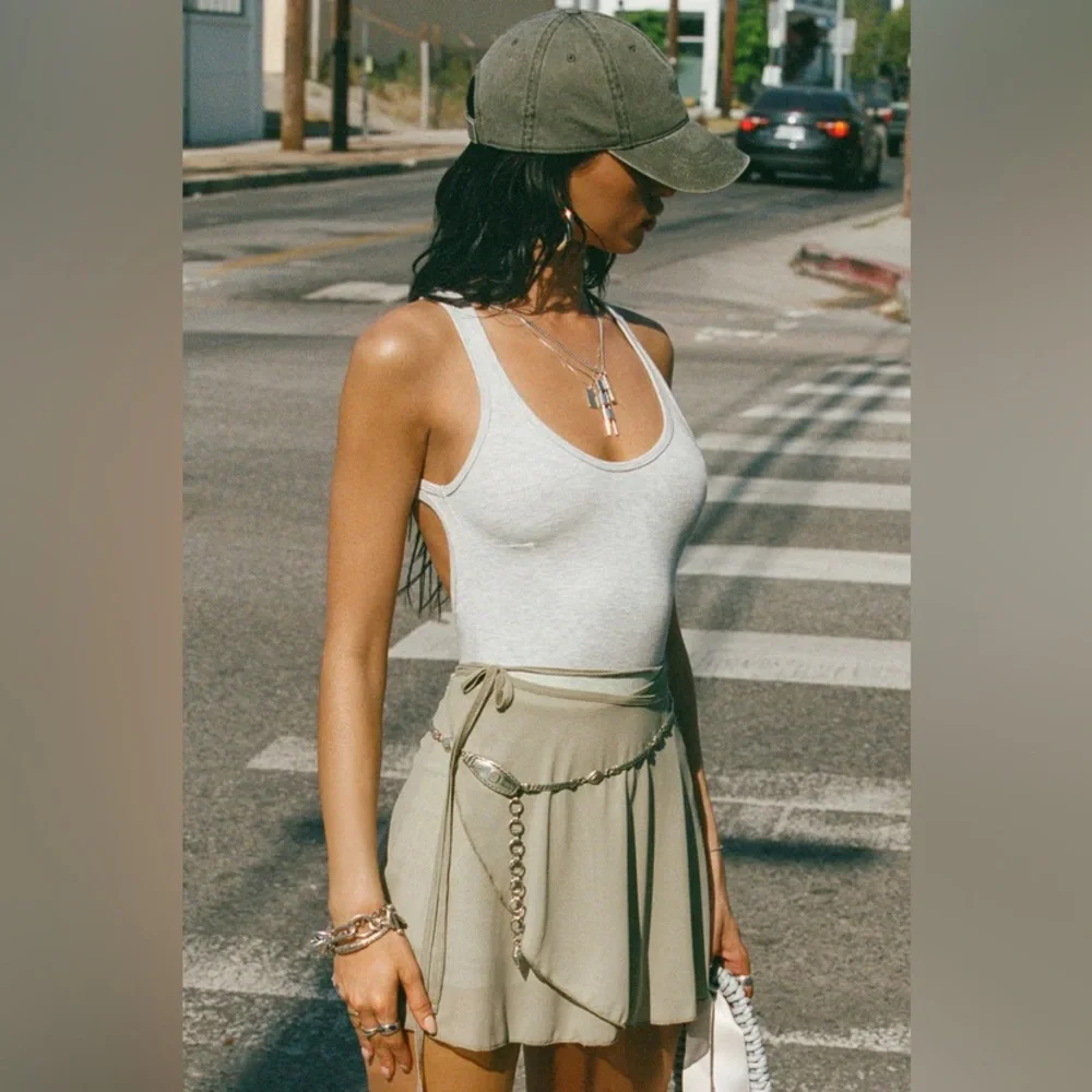 Joah Brown Open Back Dress Pearl Grey Rib S/M – New With Tags - Picture 5 of 8